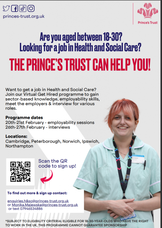 Looking for a job in Health and Social Care? Are you aged between 18-30?